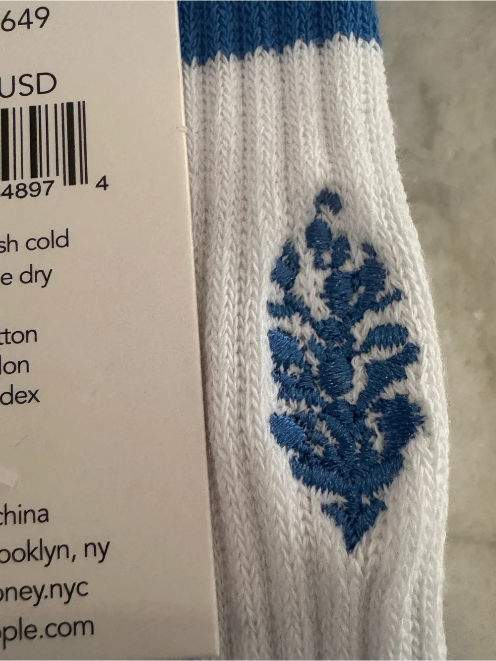 Free People White and Blue Athletic Tube Socks- Lucky Honey